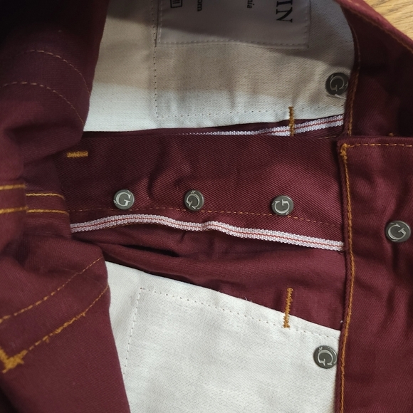 Gustin 594 Selvedge Twill Oxblood Denim Button Fly Skinny Jeans Size  27 × 34 - Picture 9 of 10